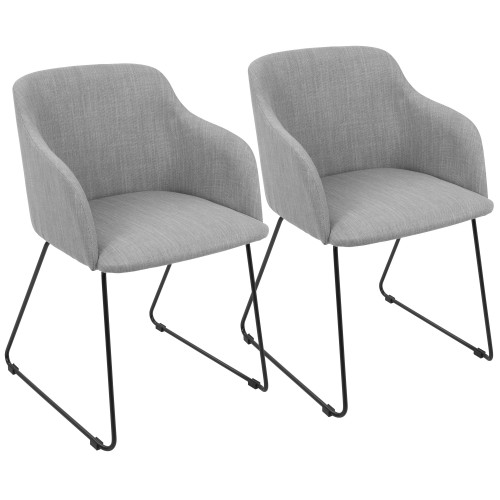 Daniella Sleigh Leg Dining Chair (Grey + Black) - Set of 2